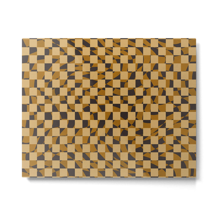 Abstract checked in golden ochre Metal Print Gallery Image 1