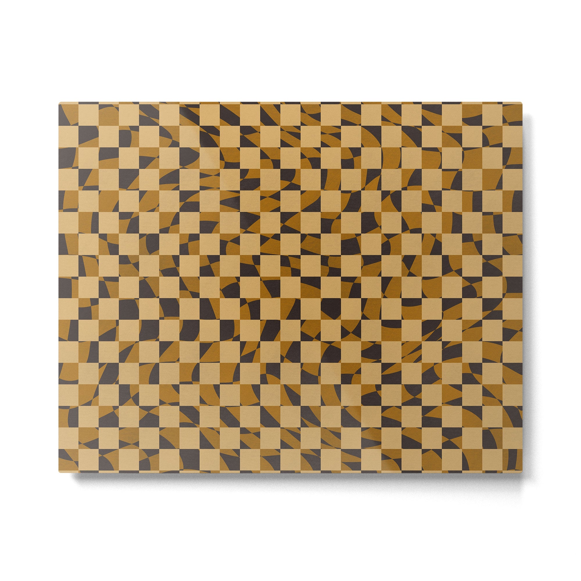 Abstract checked in golden ochre Metal Print Gallery Image 4