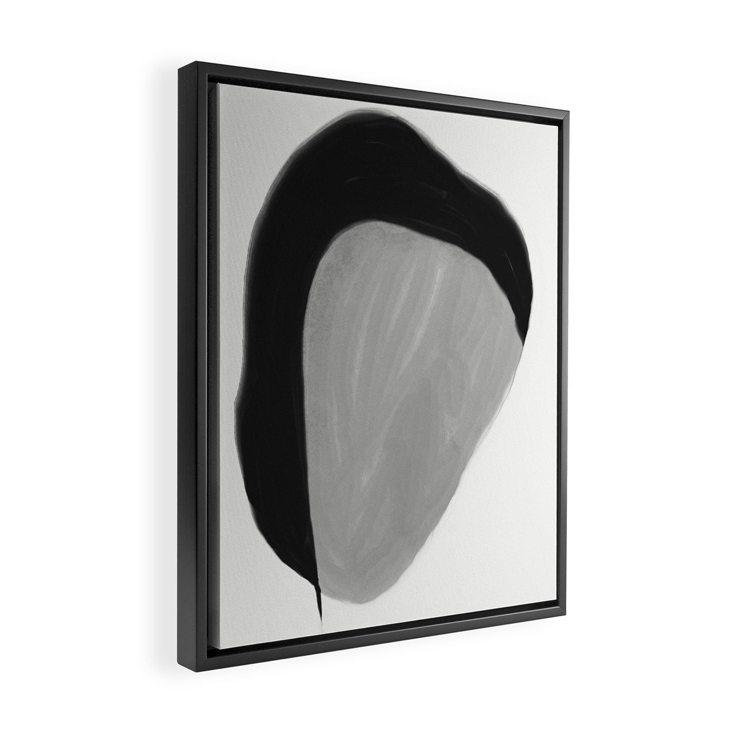 Black and gray abstract shape Framed Canvas Print Gallery Image 2