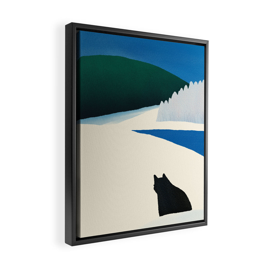 Black cat wandering Framed Canvas Print Gallery Image 2