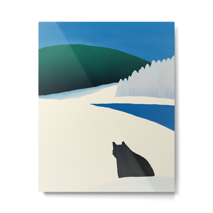 Black cat wandering Metal Print Gallery Image 1