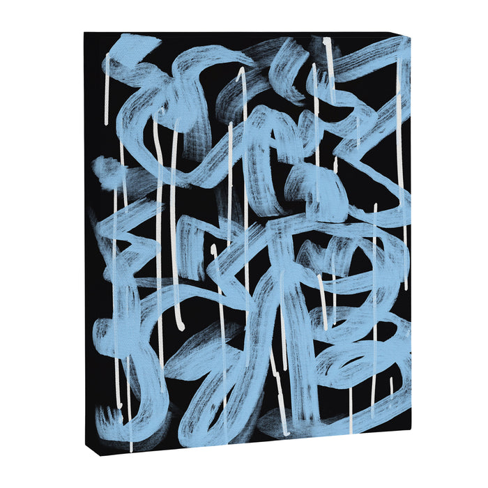 Blue abstract calligraphy Canvas Print Gallery Image 1