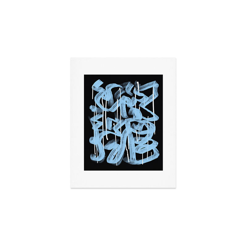 Blue abstract calligraphy Art Print Gallery Image 1