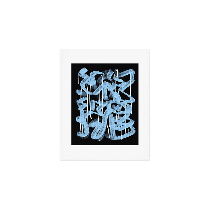 Blue abstract calligraphy Art Print Gallery Image 1