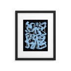 Blue abstract calligraphy Framed Art Print Gallery Image 5