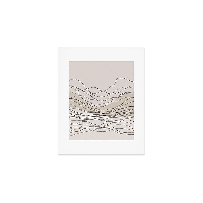 Calm serene line art nordic mountain decor Art Print Gallery Image 1