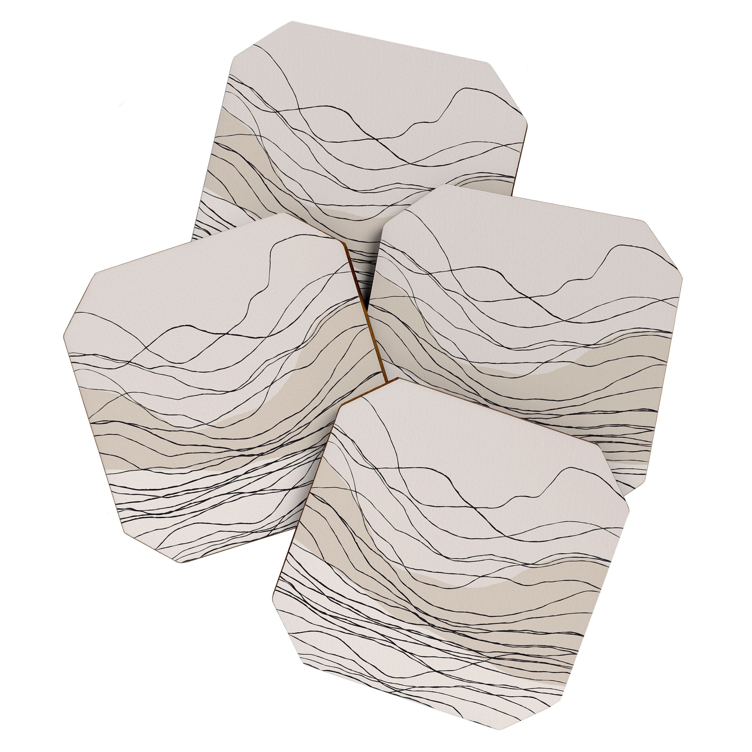 Calm serene line art nordic mountain decor Coaster Gallery Image 1