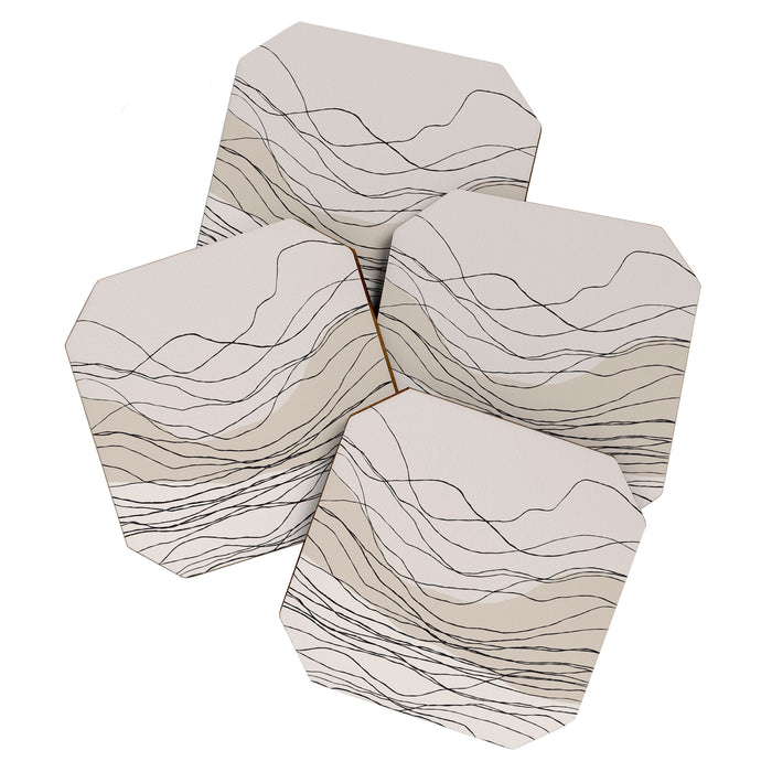 Calm serene line art nordic mountain decor Coaster Gallery Image 1