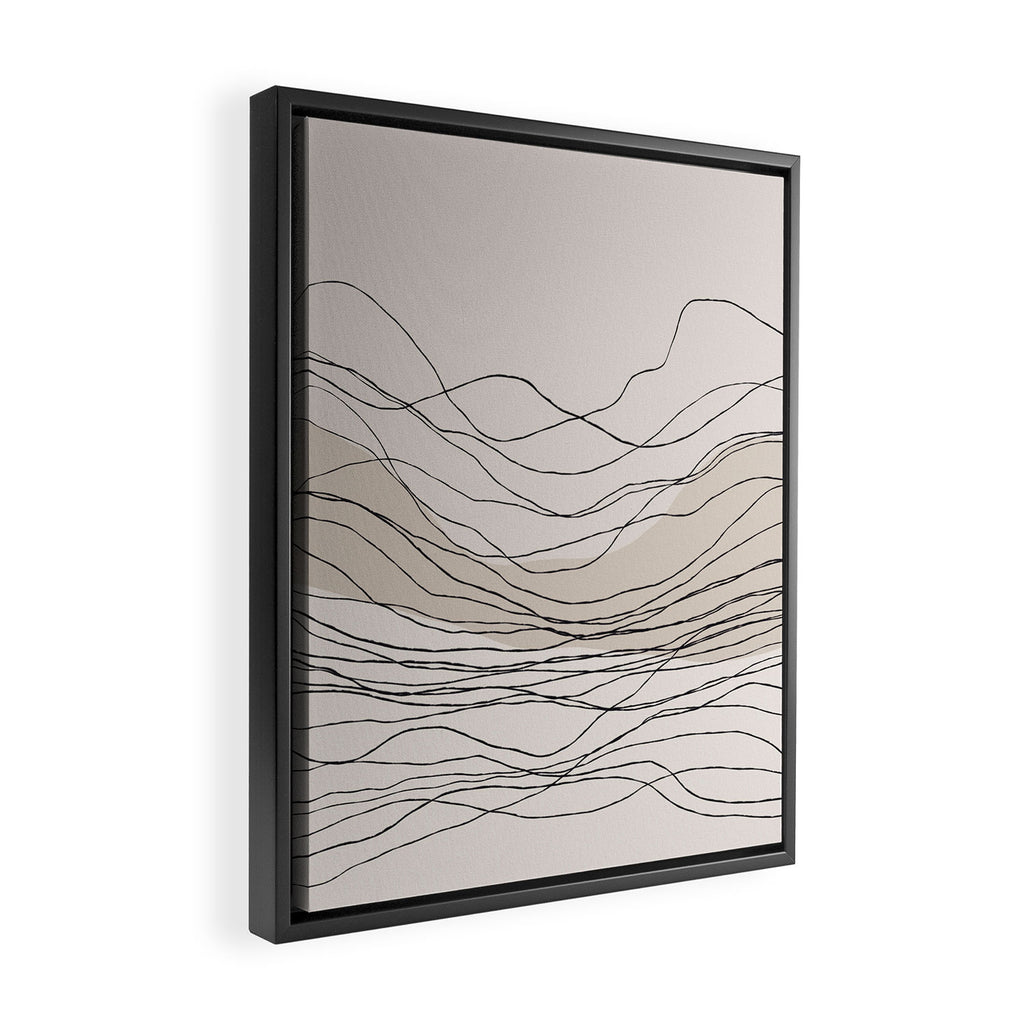 Calm serene line art nordic mountain decor Framed Canvas Print Gallery Image 2