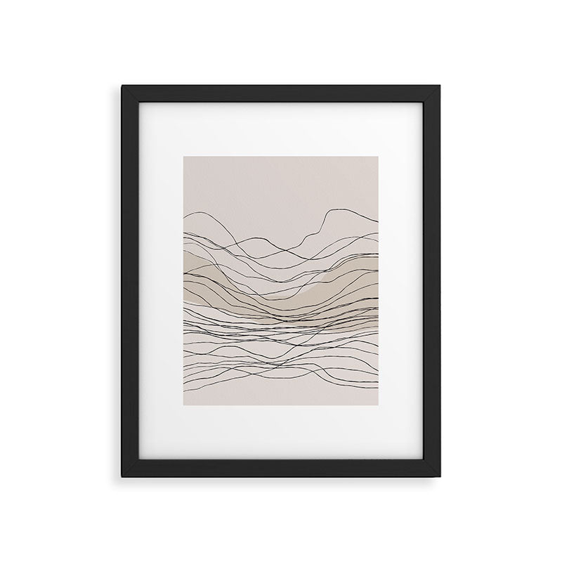 Calm serene line art nordic mountain decor Framed Art Print Gallery Image 5