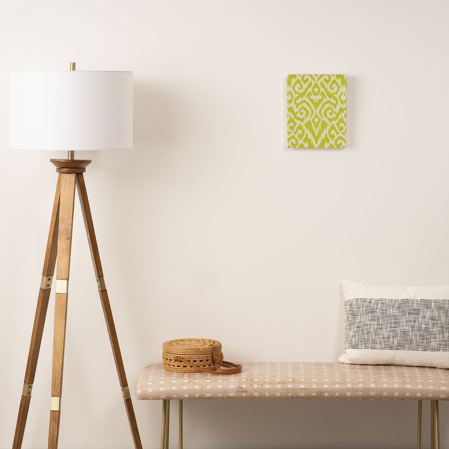Chartreuse Ikat classic mid century Canvas Print Gallery Image 2