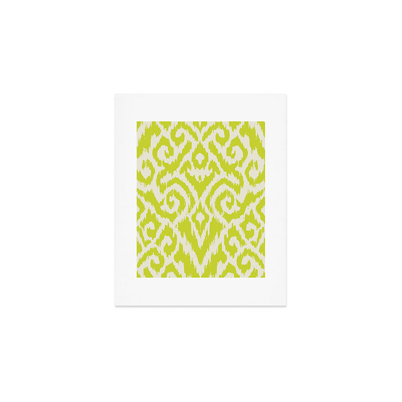 Chartreuse Ikat classic mid century Art Print Gallery Image 1