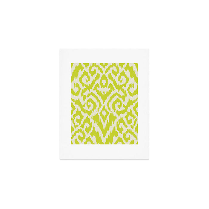 Chartreuse Ikat classic mid century Art Print Gallery Image 1
