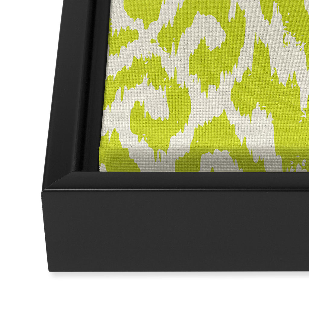 Chartreuse Ikat classic mid century Framed Canvas Print Gallery Image 3