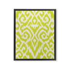 Chartreuse Ikat classic mid century Framed Canvas Print Gallery Image 6