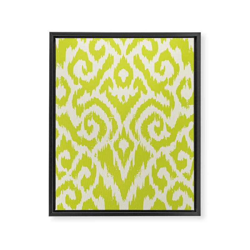Chartreuse Ikat classic mid century Framed Canvas Print Gallery Image 6