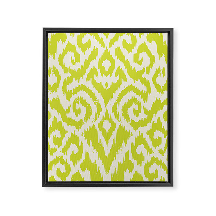 Chartreuse Ikat classic mid century Framed Canvas Print Gallery Image 1