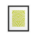 Chartreuse Ikat classic mid century Framed Art Print Gallery Image 5