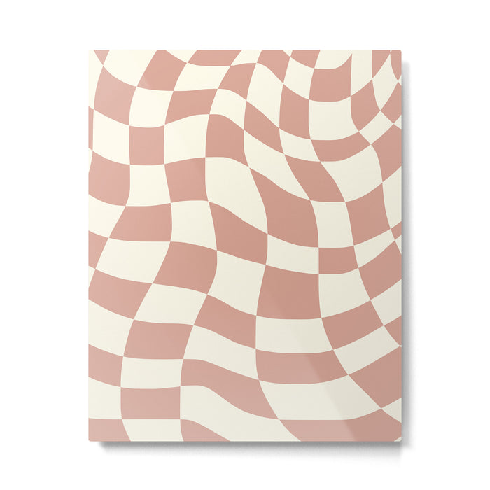 Checkers coral summer beach Metal Print Gallery Image 1