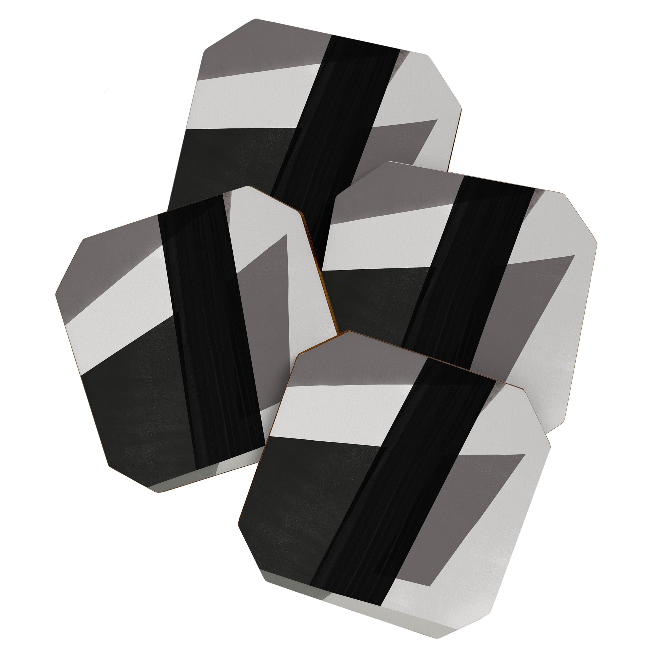 Geometric black and gray minimalist Coaster Gallery Image 1