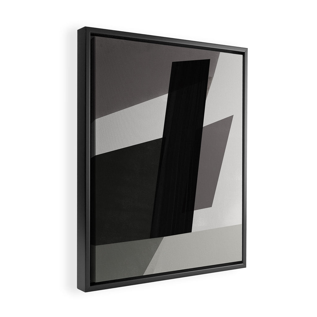 Geometric black and gray minimalist Framed Canvas Print Gallery Image 2