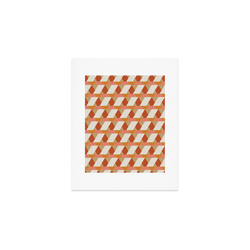 Geometric orange seamless repeat pattern Art Print Gallery Image 1
