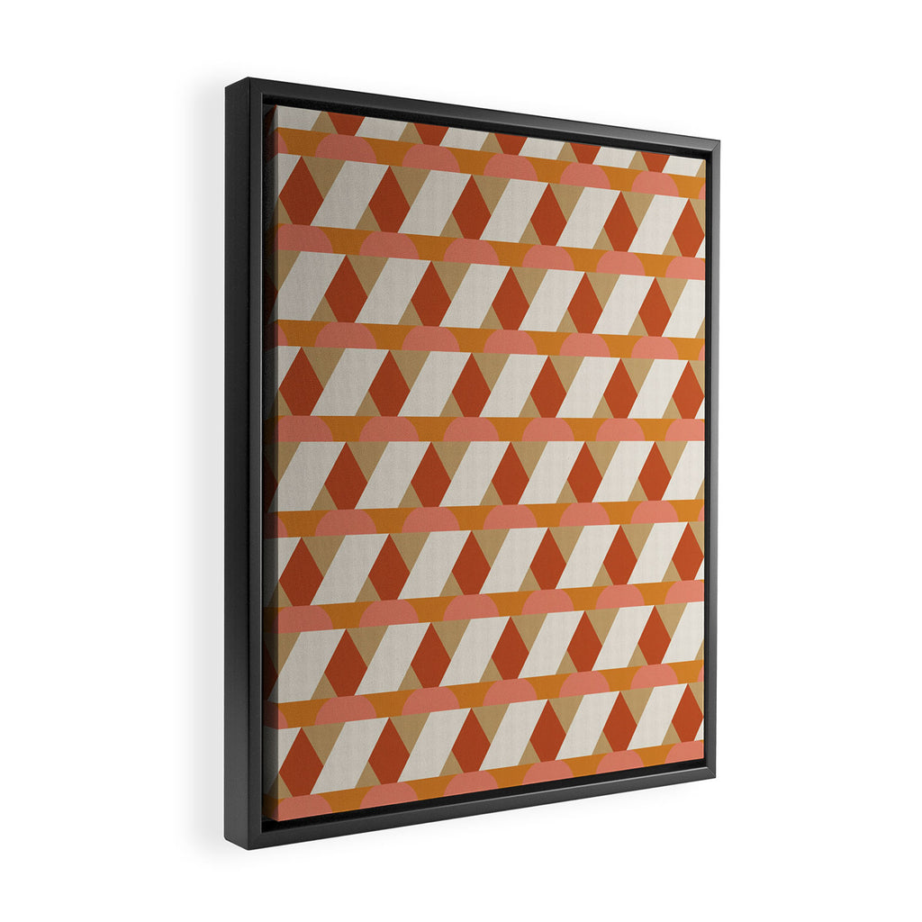 Geometric orange seamless repeat pattern Framed Canvas Print Gallery Image 2