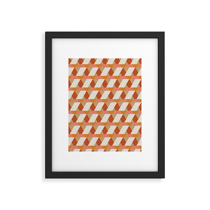 Geometric orange seamless repeat pattern Framed Art Print Gallery Image 1