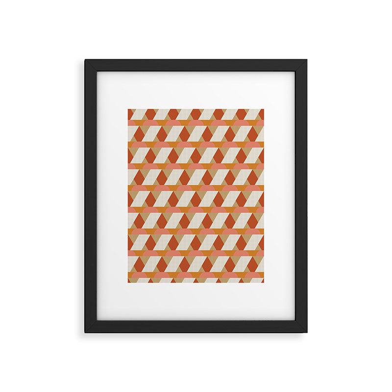 Geometric orange seamless repeat pattern Framed Art Print Gallery Image 6