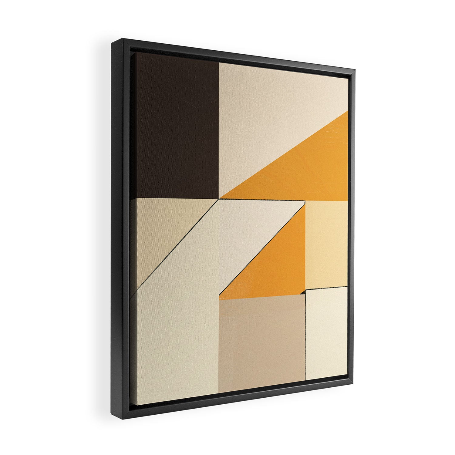 Geometric yellow and black arrangement Framed Canvas Print Gallery Image 2