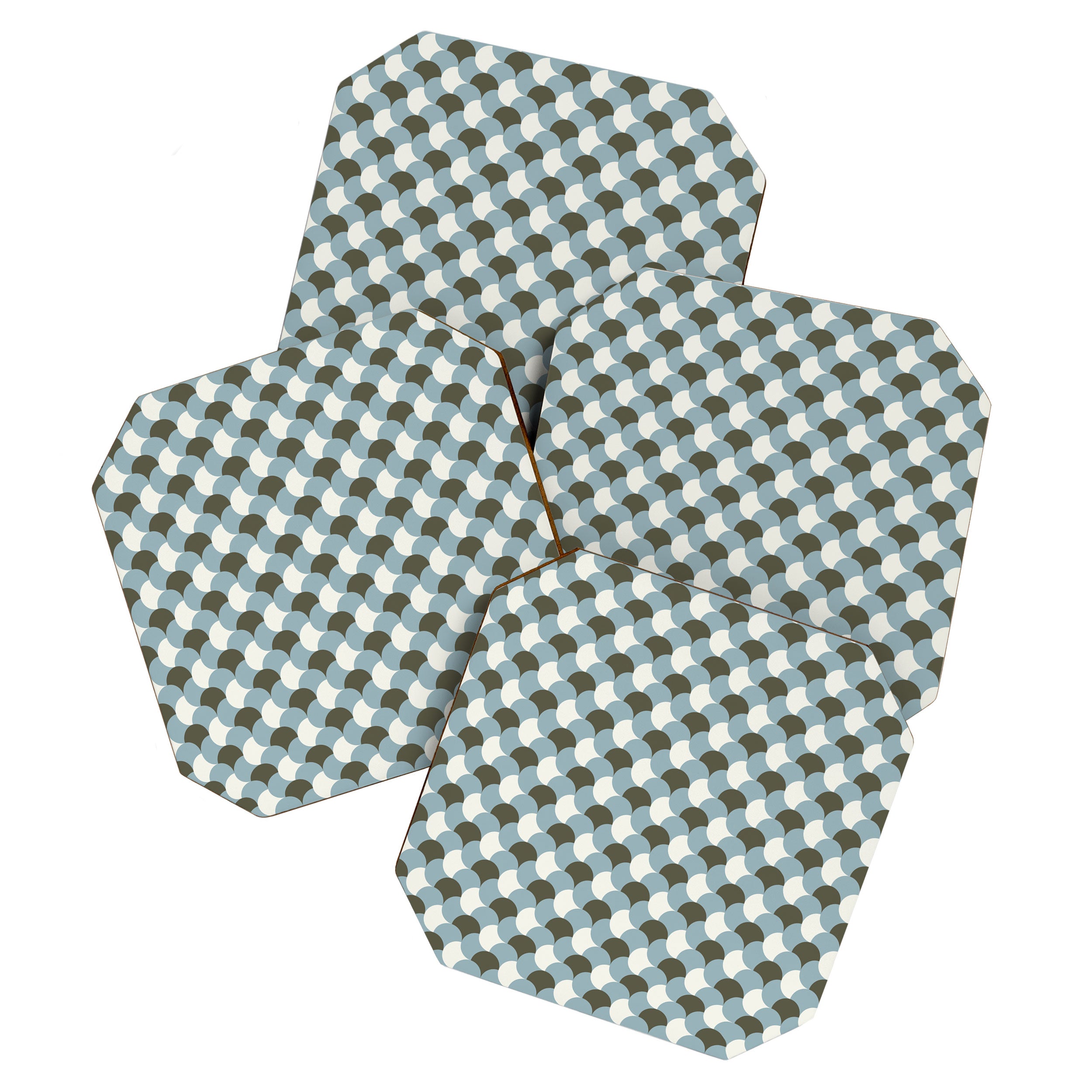 Geometrical gingham pastel pattern grey variant Coaster Gallery Image 1
