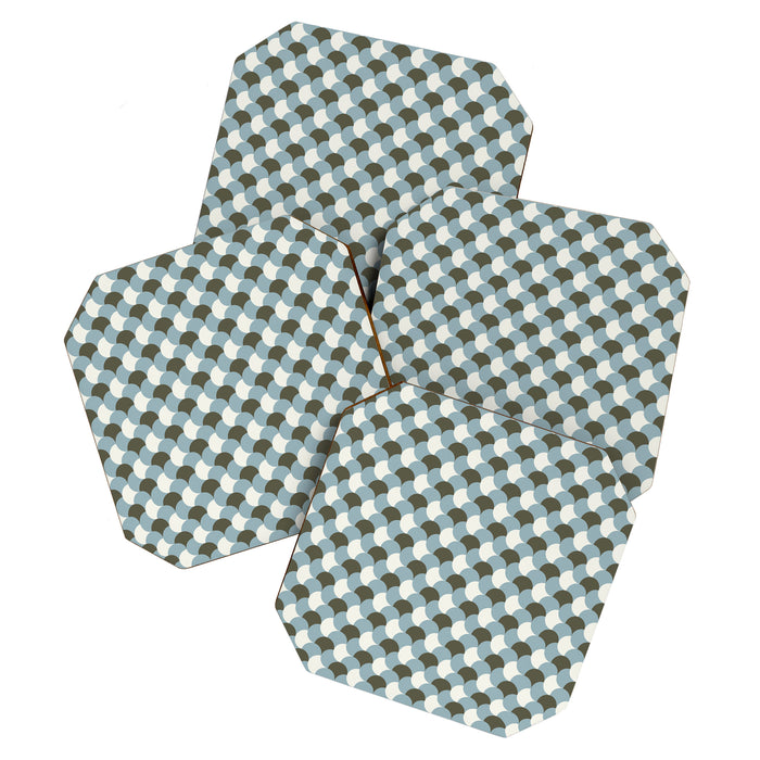 Geometrical gingham pastel pattern grey variant Coaster Gallery Image 1