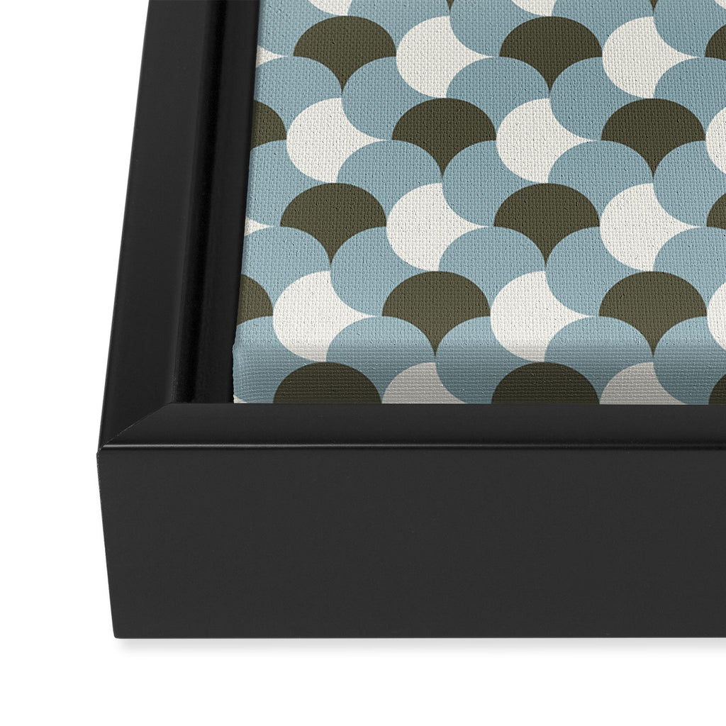 Geometrical gingham pastel pattern grey variant Framed Canvas Print Gallery Image 3