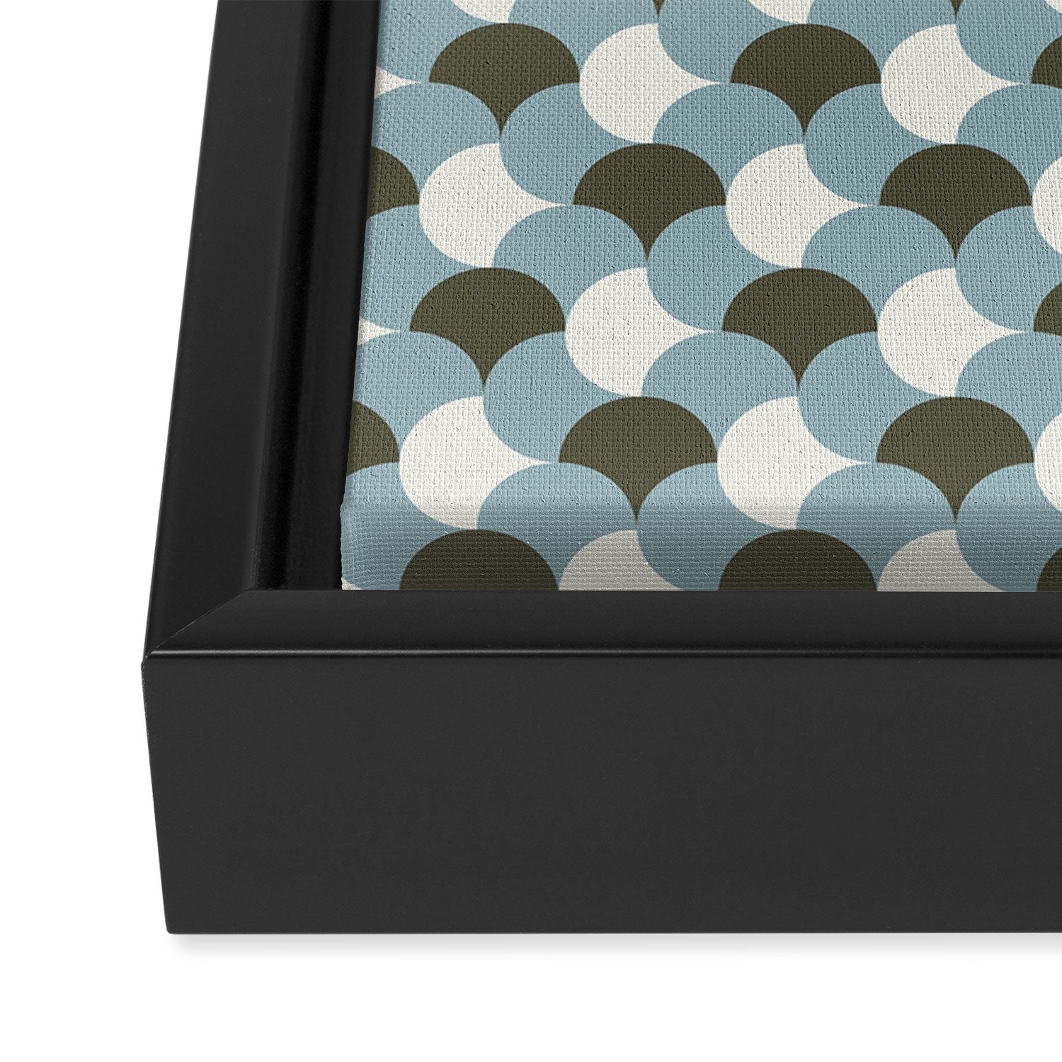 Geometrical gingham pastel pattern grey variant Framed Canvas Print Gallery Image 3