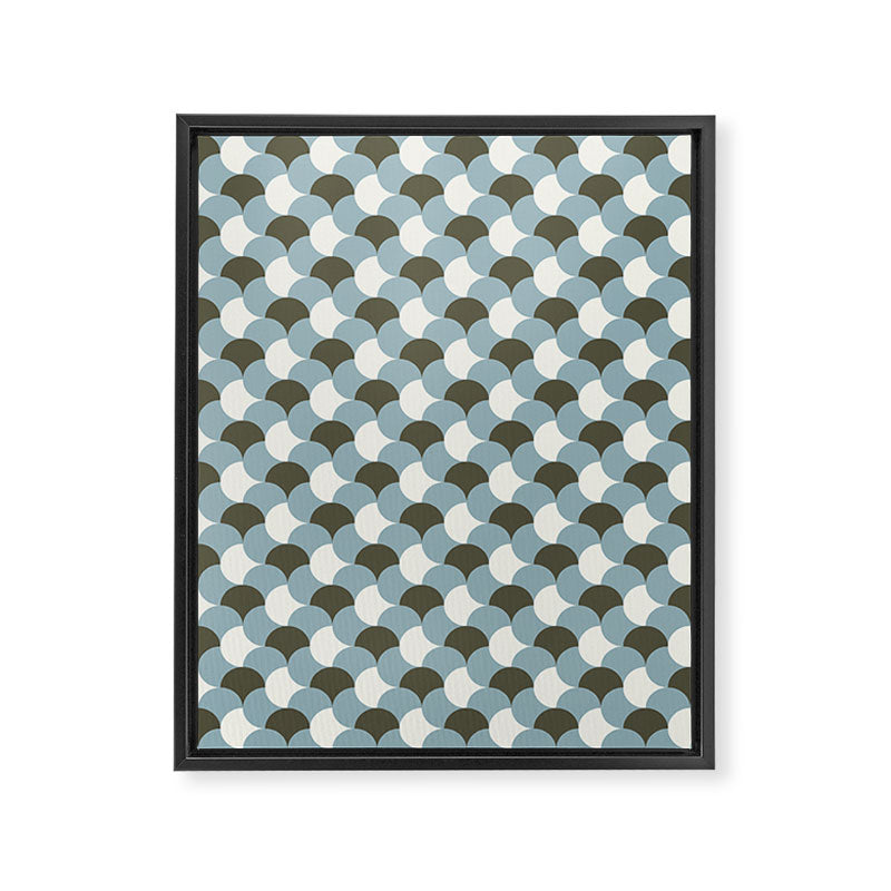 Geometrical gingham pastel pattern grey variant Framed Canvas Print Gallery Image 8