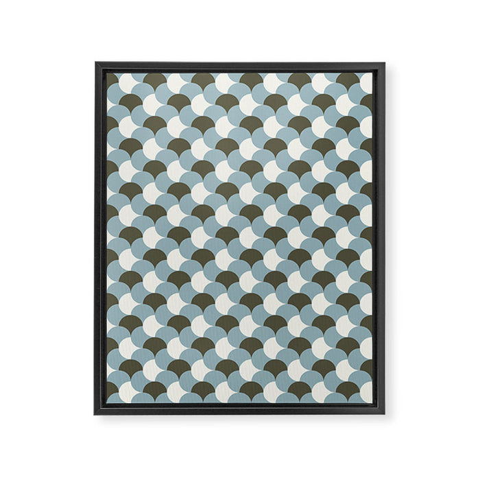 Geometrical gingham pastel pattern grey variant Framed Canvas Print Gallery Image 1