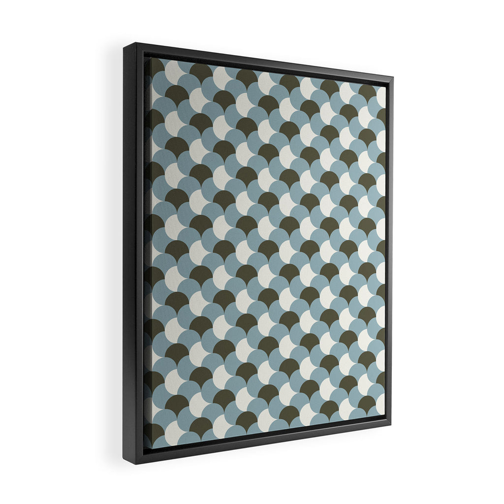 Geometrical gingham pastel pattern grey variant Framed Canvas Print Gallery Image 2