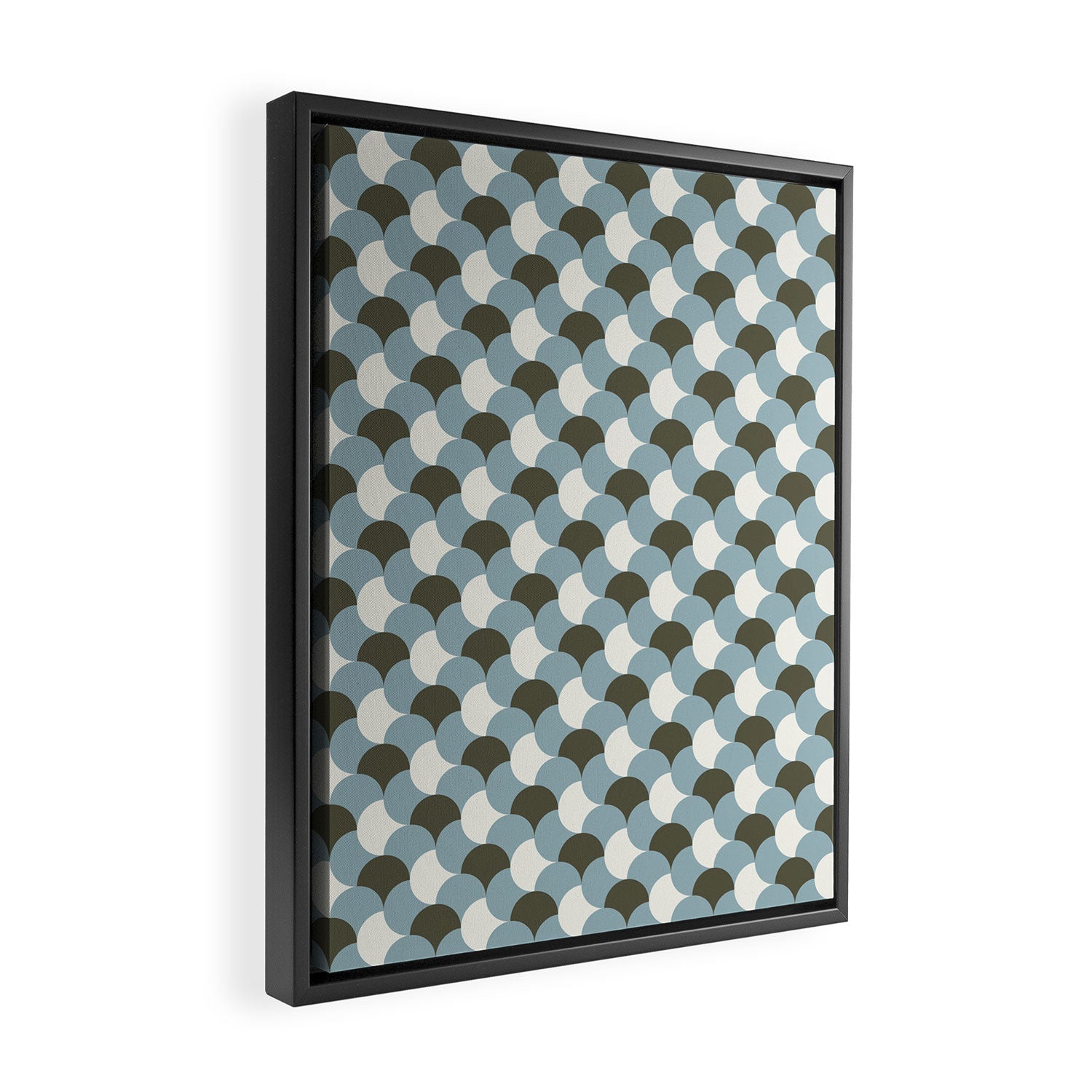 Geometrical gingham pastel pattern grey variant Framed Canvas Print Gallery Image 2