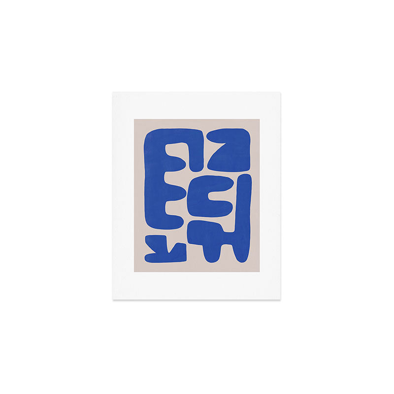 Irregular shape arrangement in blue Art Print Gallery Image 1