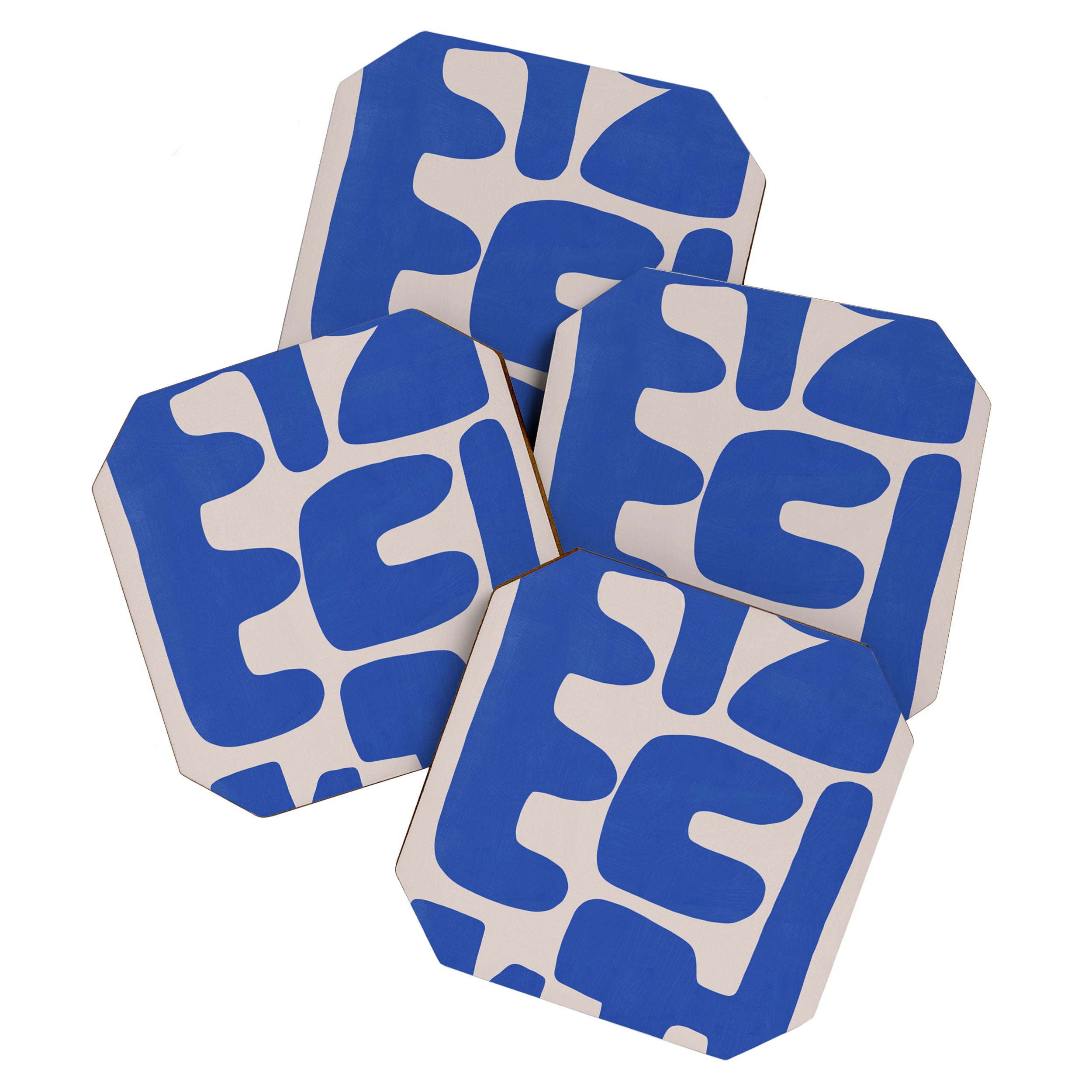 Irregular shape arrangement in blue Coaster Gallery Image 1
