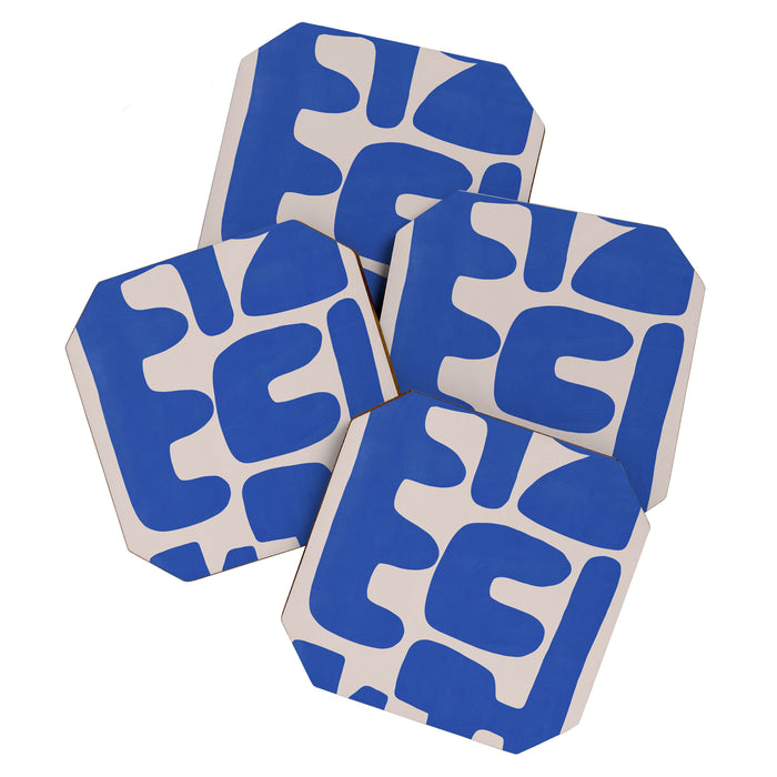 Irregular shape arrangement in blue Coaster Gallery Image 1