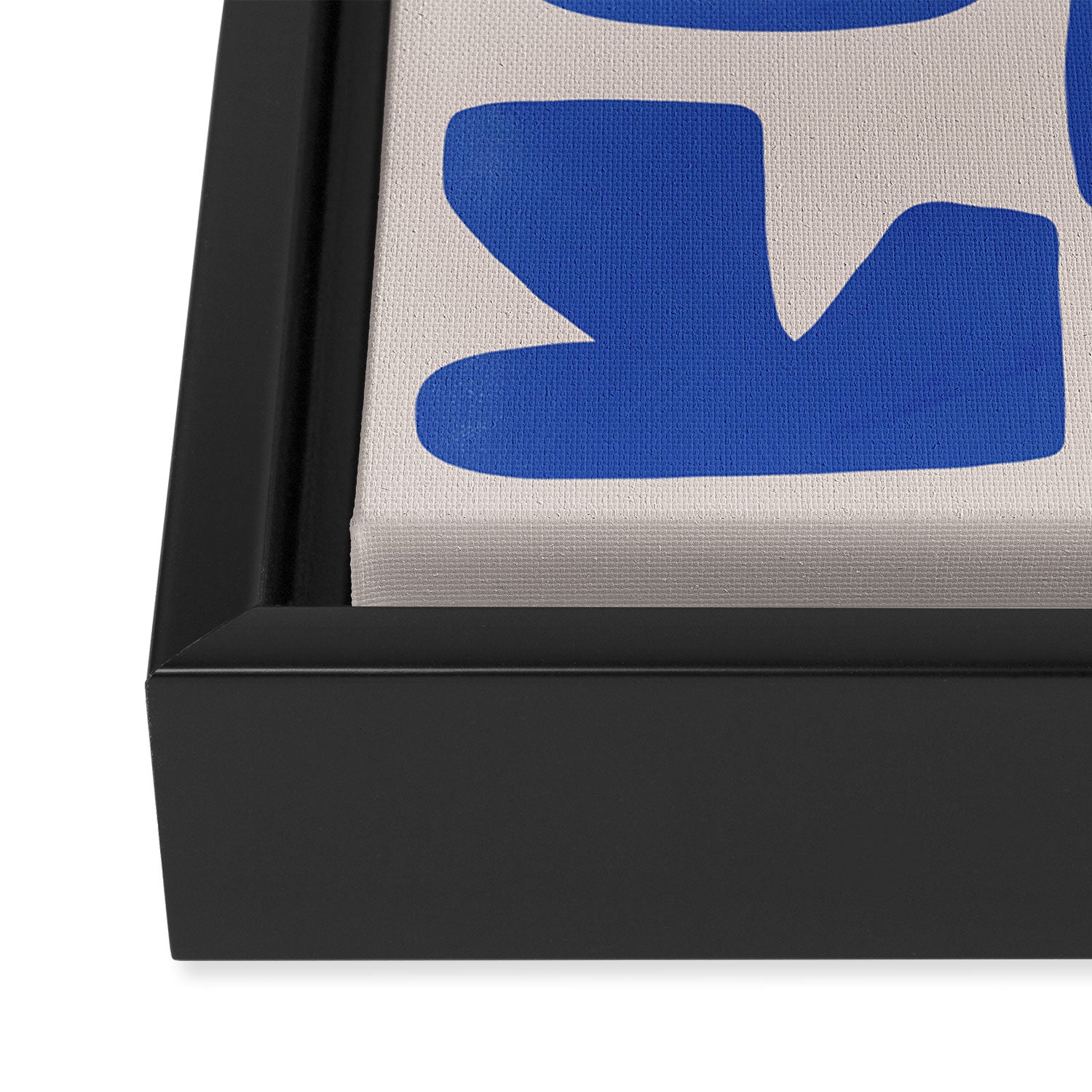 Irregular shape arrangement in blue Framed Canvas Print Gallery Image 3