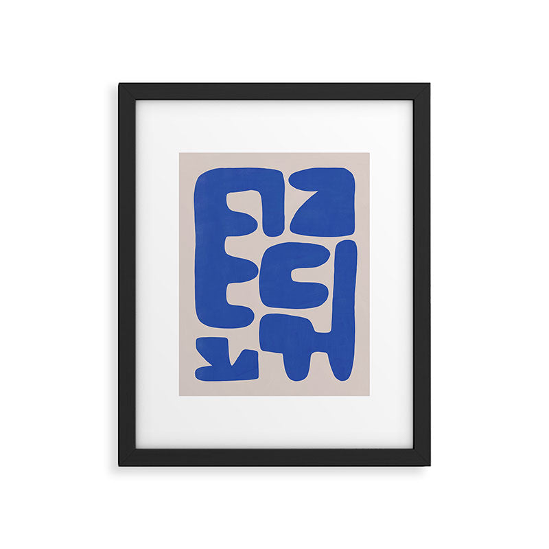 Irregular shape arrangement in blue Framed Art Print Gallery Image 5