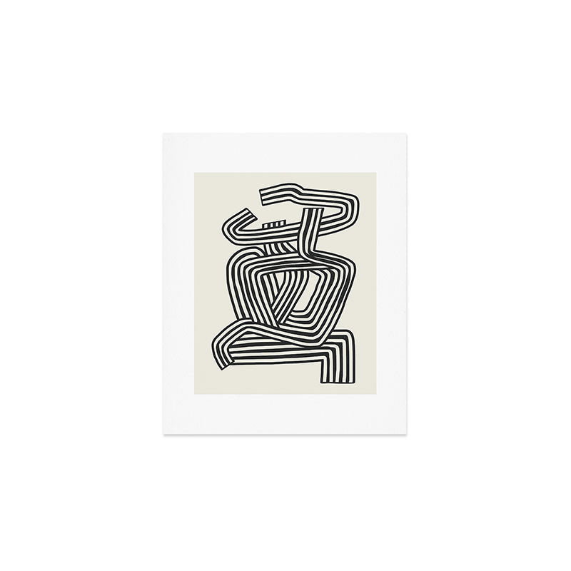 Line art lady with hat Art Print Gallery Image 1