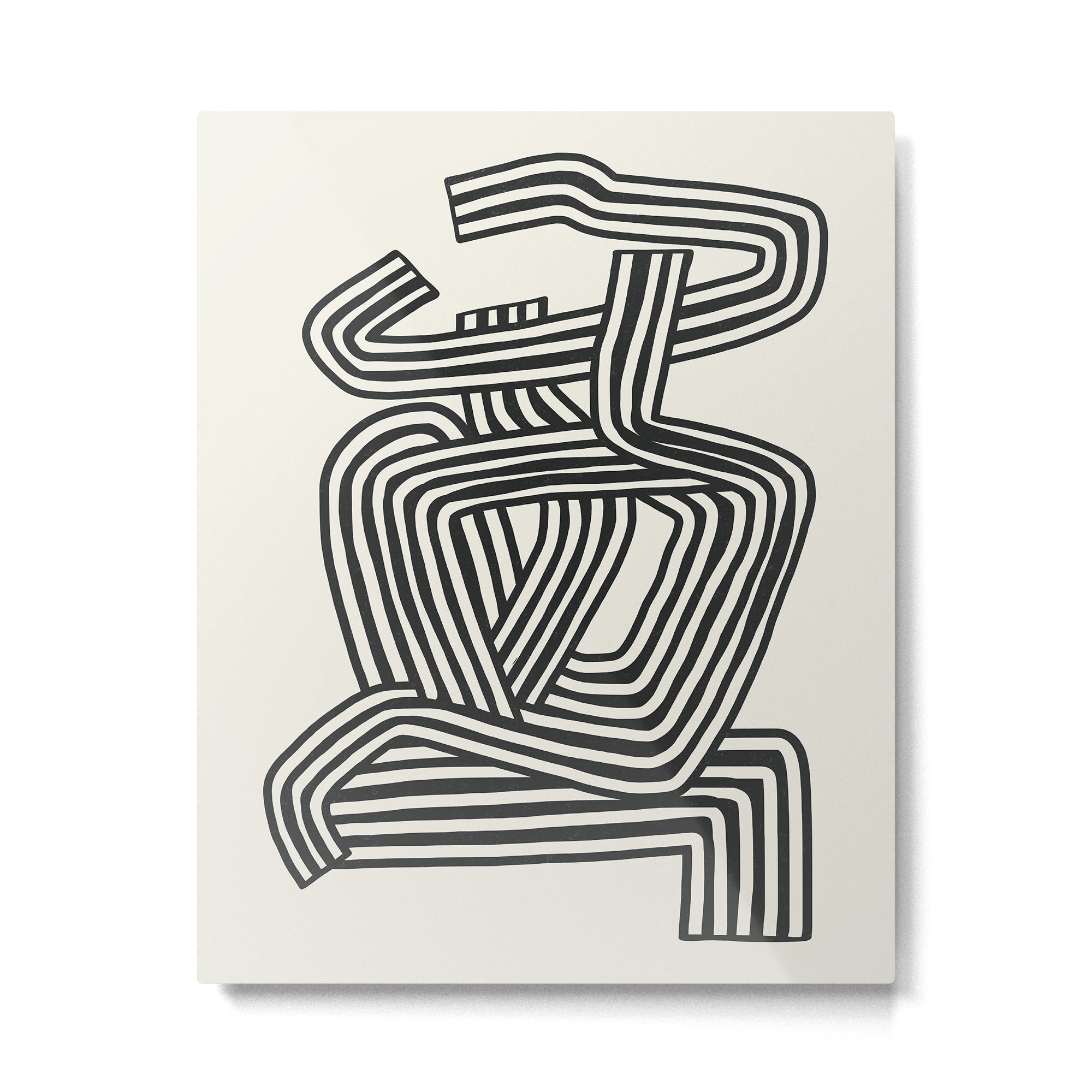 Line art lady with hat Metal Print Gallery Image 4