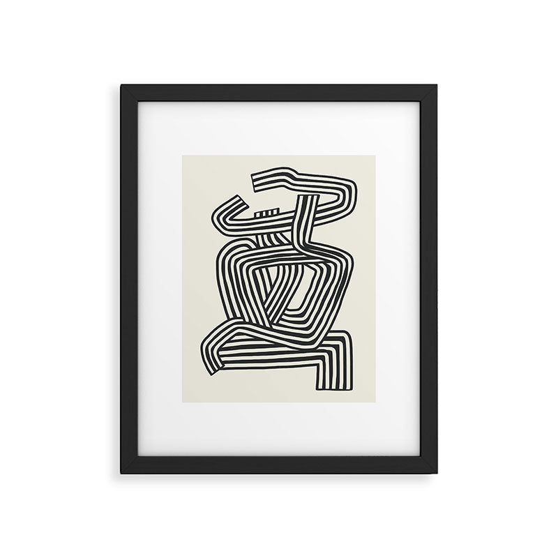 Line art lady with hat Framed Art Print Gallery Image 5