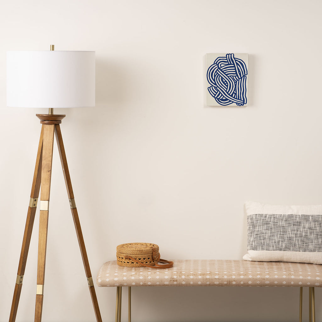 Line art organic shape in blue Canvas Print Gallery Image 2