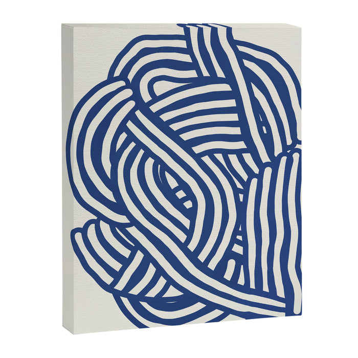 Line art organic shape in blue Canvas Print Gallery Image 1
