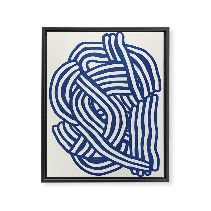 Line art organic shape in blue Framed Canvas Print Gallery Image 6