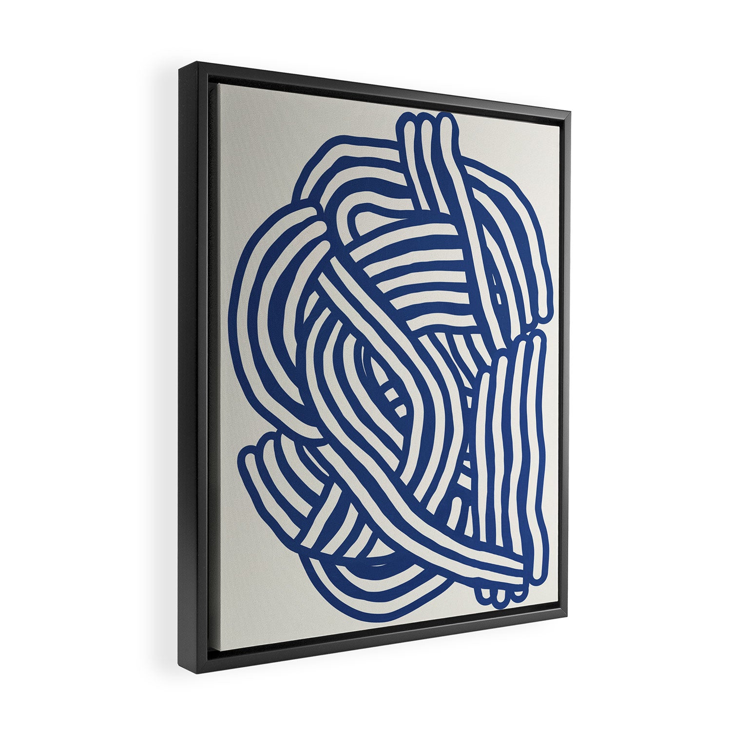 Line art organic shape in blue Framed Canvas Print Gallery Image 2